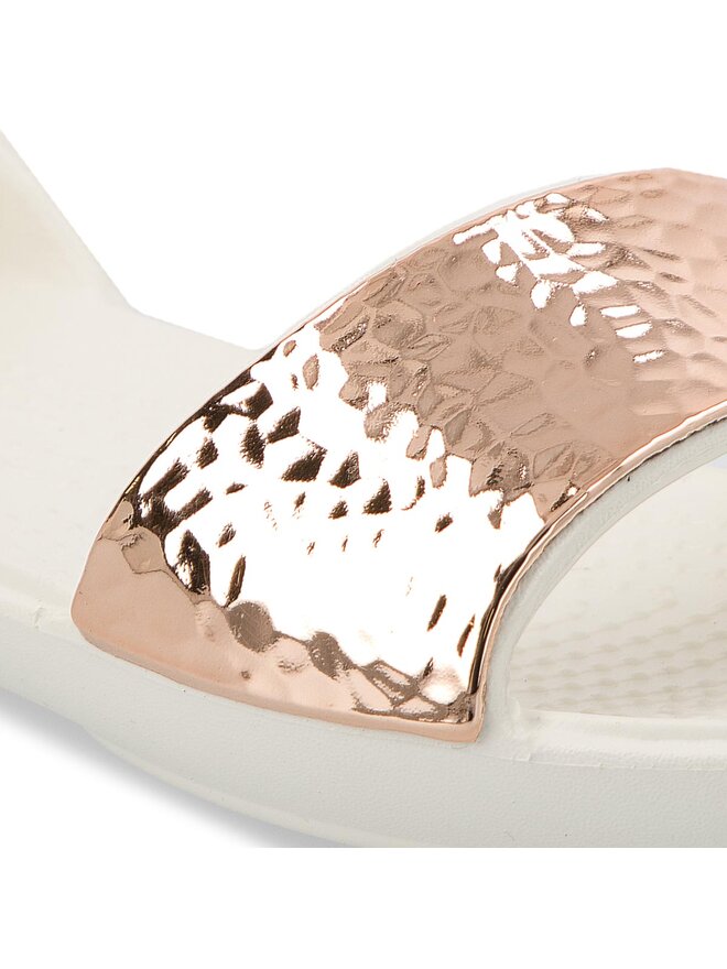 Sandalen Crocs Lina Dorsay Hammered Met Flt W 205140 WeiB eschuhe