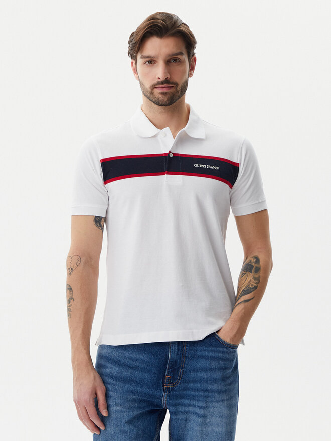 Guess Jeans Guess Jeans Pólóing M5GP29 KCJV1 Fehér Regular Fit