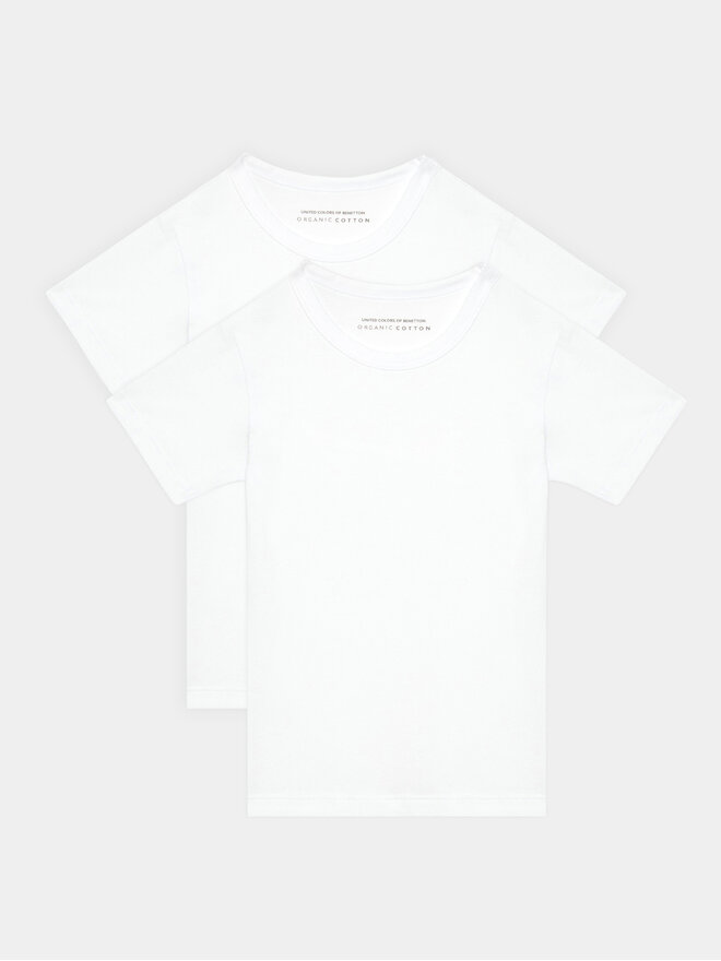 United Colors Of Benetton United Colors Of Benetton 2er-Set T-Shirts 3OP80M018 Weiß Regular Fit