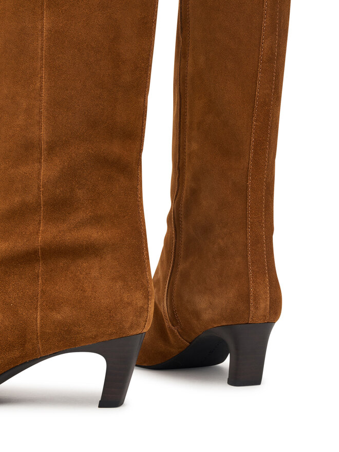 Tommy Hilfiger Stiefel Tommy Hilfiger Kitten Heel Suede High Boot FW0FW09655 Hellbraun
