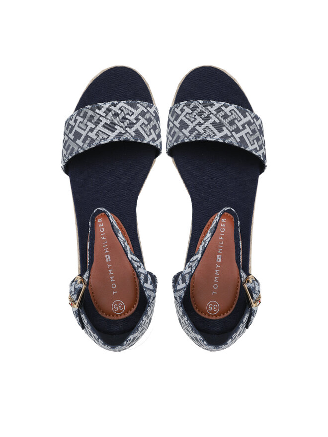 Tommy Hilfiger Espadryle Tommy Hilfiger Rope Wedge Sandal Denim T3A7-32776-0048 S Błękitny