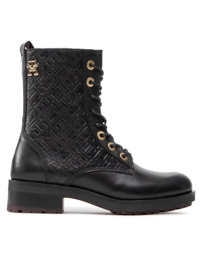 Tommy Hilfiger Боти Tommy Hilfiger Th Monogram Biker Boot FW0FW06817 Черен