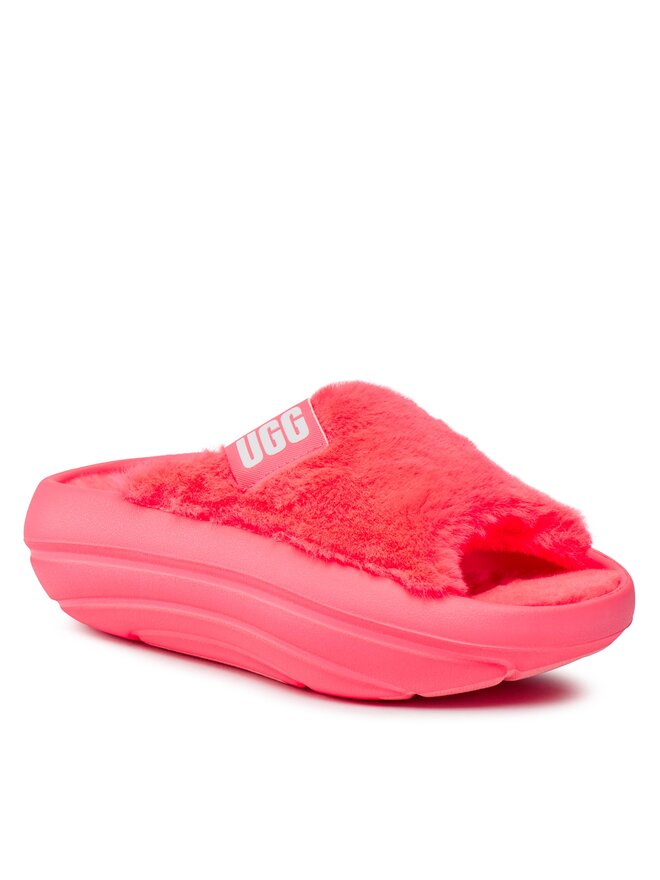 Neon coral ugg slides top