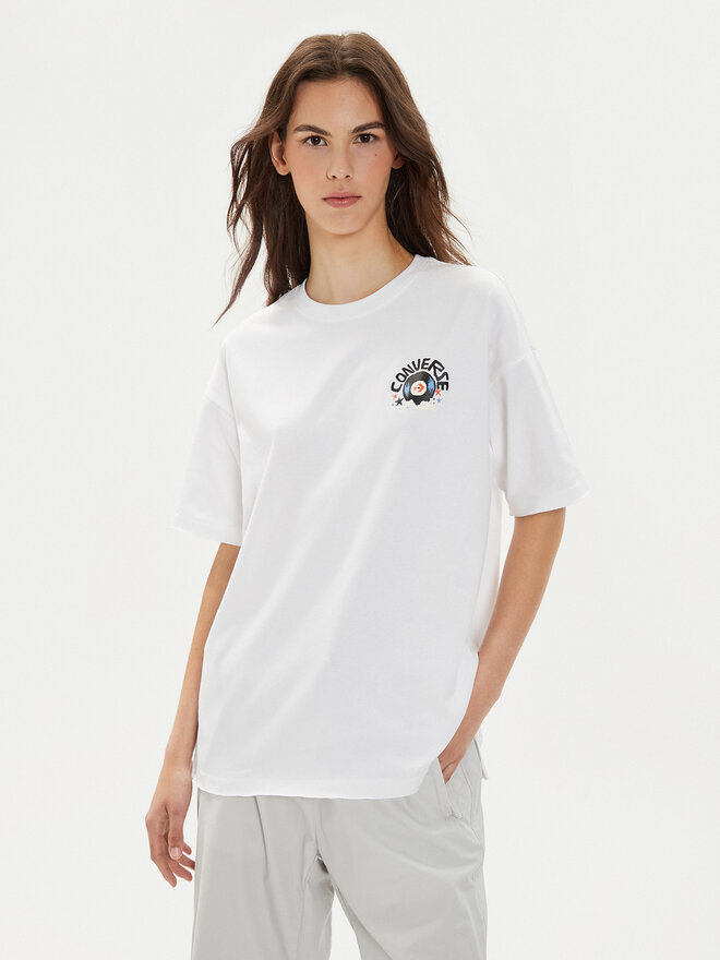 Converse Converse Marškinėliai W Festival Music Girl Tee 10026373-A03 Balta Regular Fit