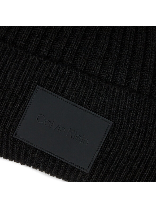 Calvin Klein Čepice Calvin Klein Tonal Rubber Patch Beanie K50K511291 Černá
