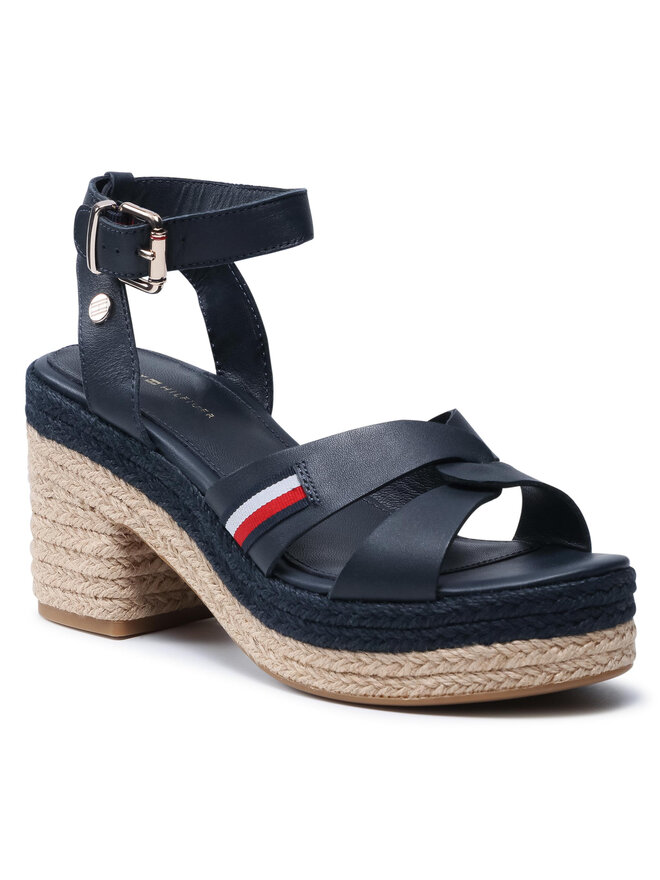Tommy Hilfiger Еспадрили Tommy Hilfiger Th Interlace Mid Heel Sandal FW0FW05609 Тъмносин