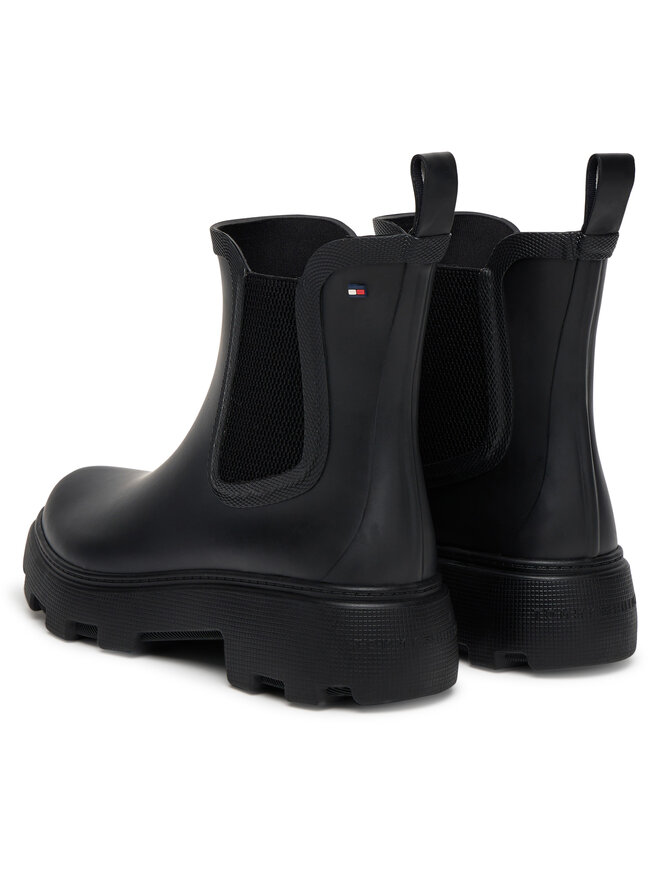 Tommy Hilfiger Cizme de cauciuc Tommy Hilfiger Rubber Flag Cleated FW0FW08637 Negru