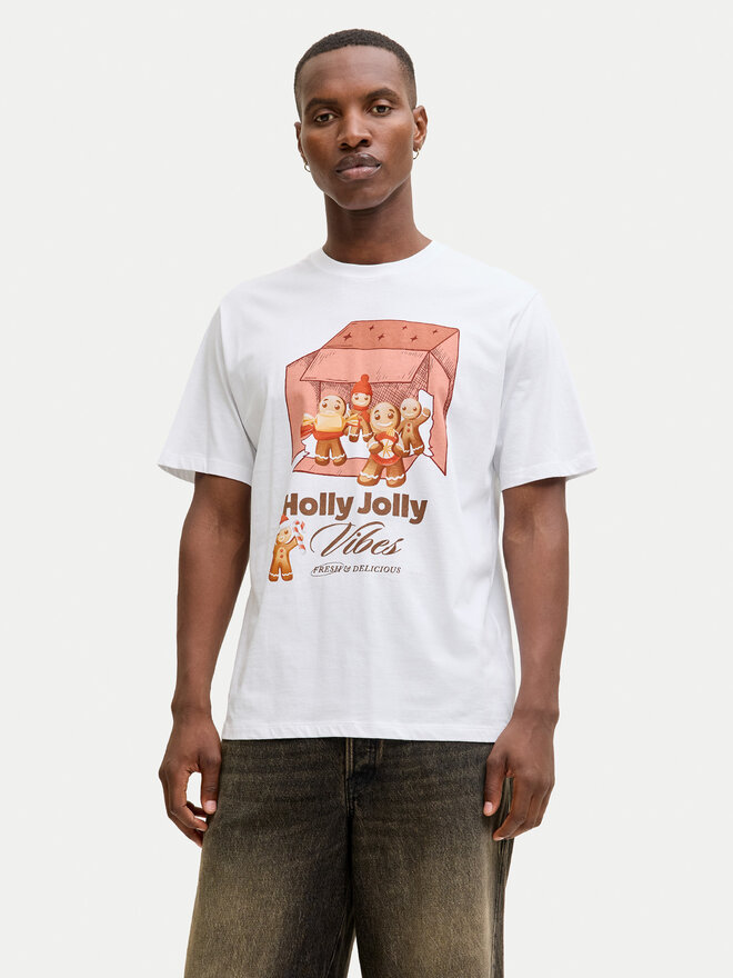 Jack & Jones Jack & Jones Футболка Holiday Cartoon 12287550 Білий Relaxed Fit