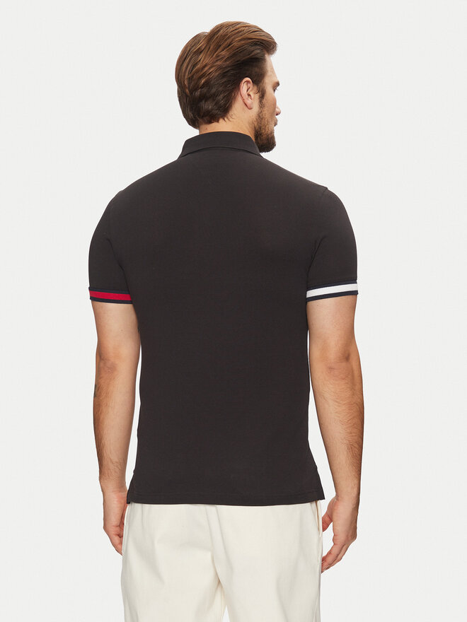 Tommy Hilfiger Tommy Hilfiger Poloshirt Flag Cuff MW0MW37518 Schwarz Slim Fit