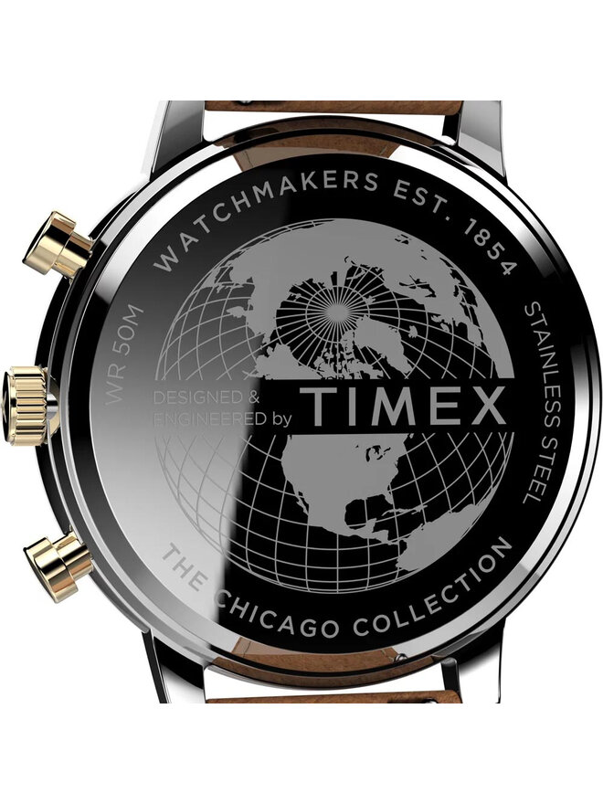 Timex Zegarek Timex Chicago Chronograph 45mm TW2U39000 Brązowy