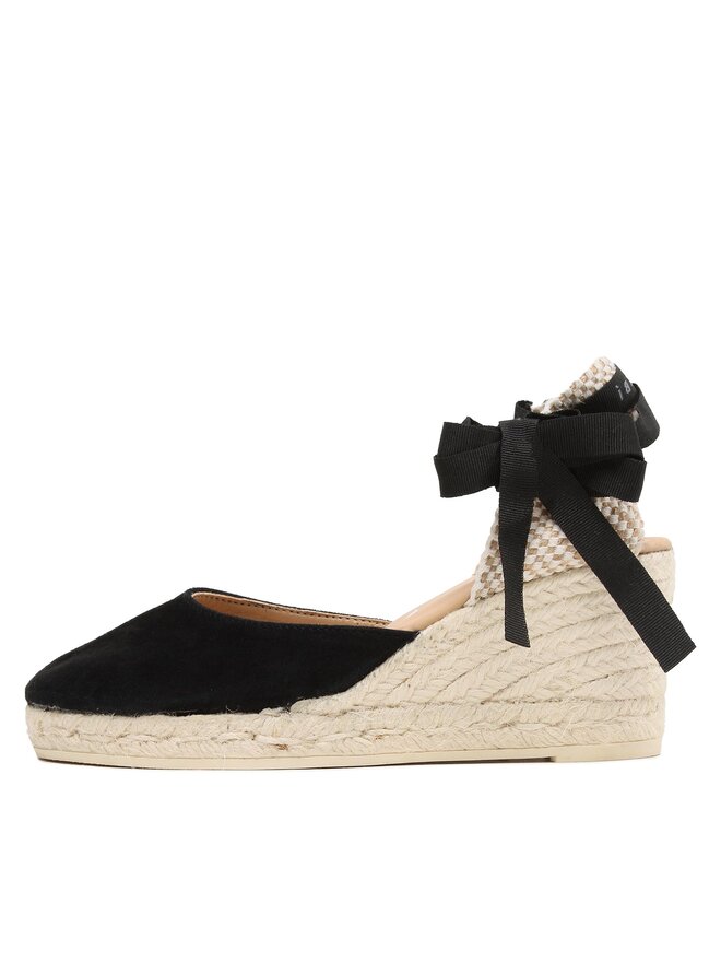 Manebi Espadrilles Manebi Soft Suede Low Wedge Espadrilles K 1.0 WL Fekete