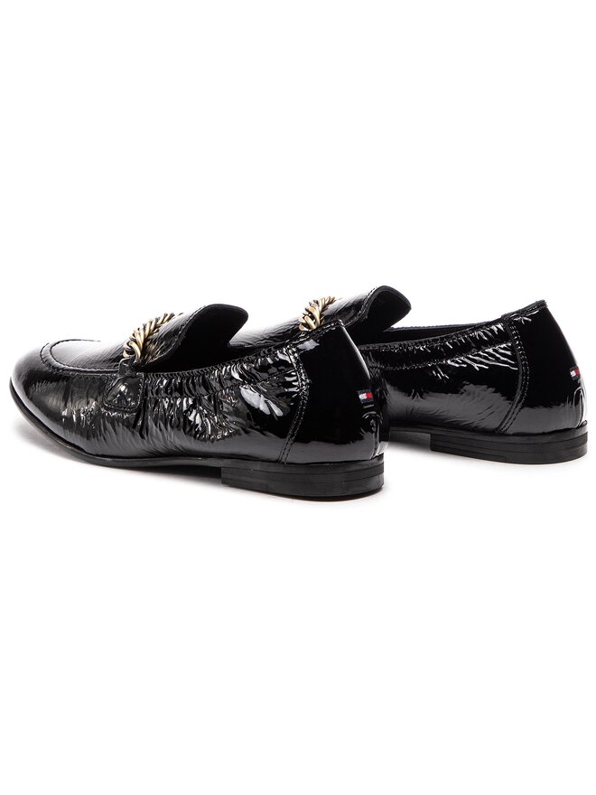 Tommy Hilfiger Slipper Tommy Hilfiger Rubberized Chain Loafer FW0FW03763 Schwarz