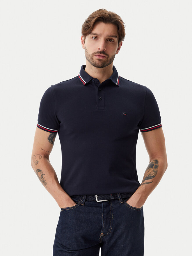 Tommy Hilfiger Tommy Hilfiger Pólóing Tipped MW0MW37346 Sötétkék Slim Fit