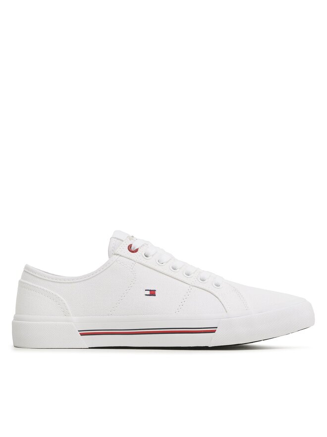 Tommy Hilfiger Sneakers aus Stoff Tommy Hilfiger Core Corporate Vulc Canvas FM0FM04560 Weiß