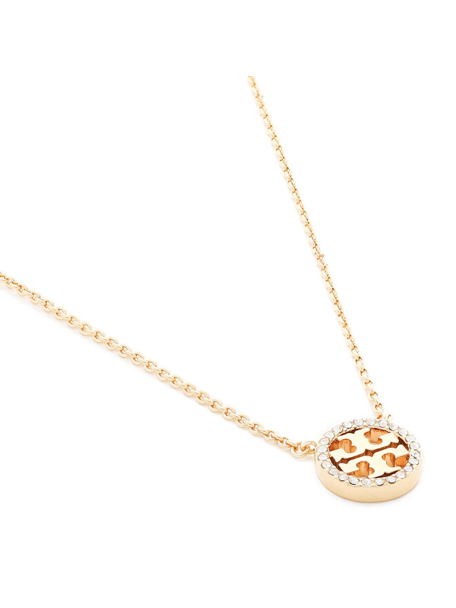 Tory Burch Colier Tory Burch Crystal Logo Delicate Necklace 53420 Auriu