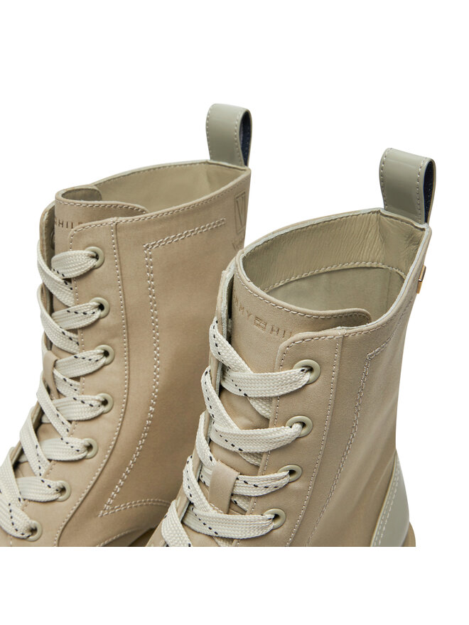 Tommy Hilfiger Trapper stila apavi Tommy Hilfiger Flag Ventile Lace Up Boot FW0FW08287 Bēšs