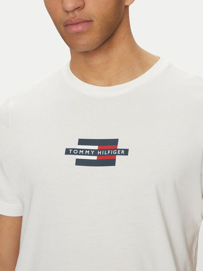 Tommy Hilfiger Tommy Hilfiger Camiseta Flag Box MW0MW38636 Blanco Regular Fit