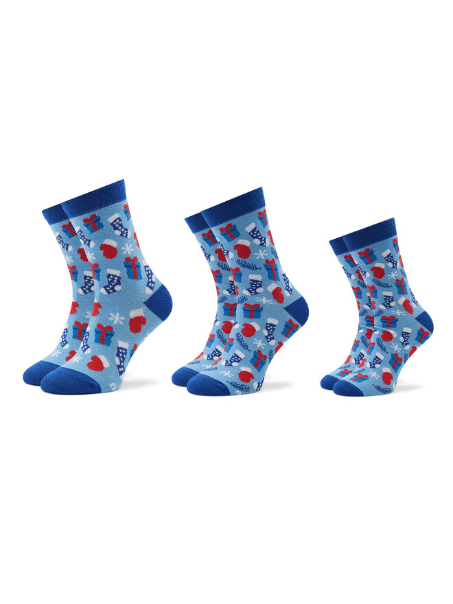 Rainbow Socks Set di 3 paia di calzini lunghi unisex Rainbow Socks Xmas Balls Blu