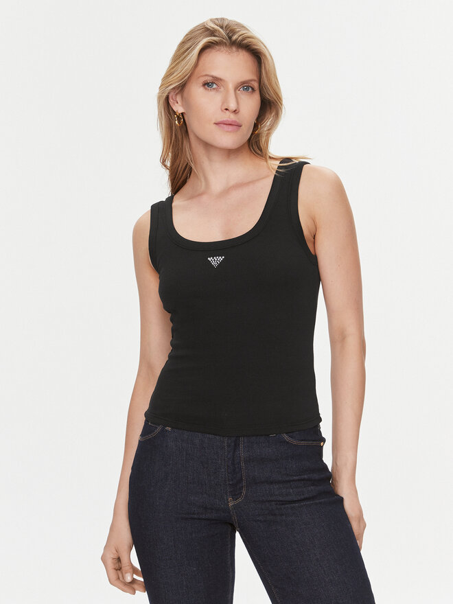 Guess Guess Τοπ W3YP68 KA0H1 Μαύρο Regular Fit