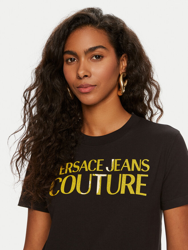 Versace Jeans Couture Versace Jeans Couture Póló 76HAHG03 Fekete Regular Fit
