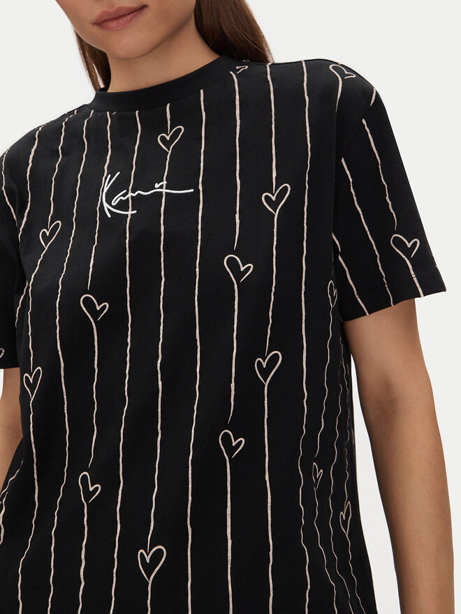 Karl Kani Karl Kani Marškinėliai Signature Heart Pinstripe Os 61300126 Juoda Regular Fit