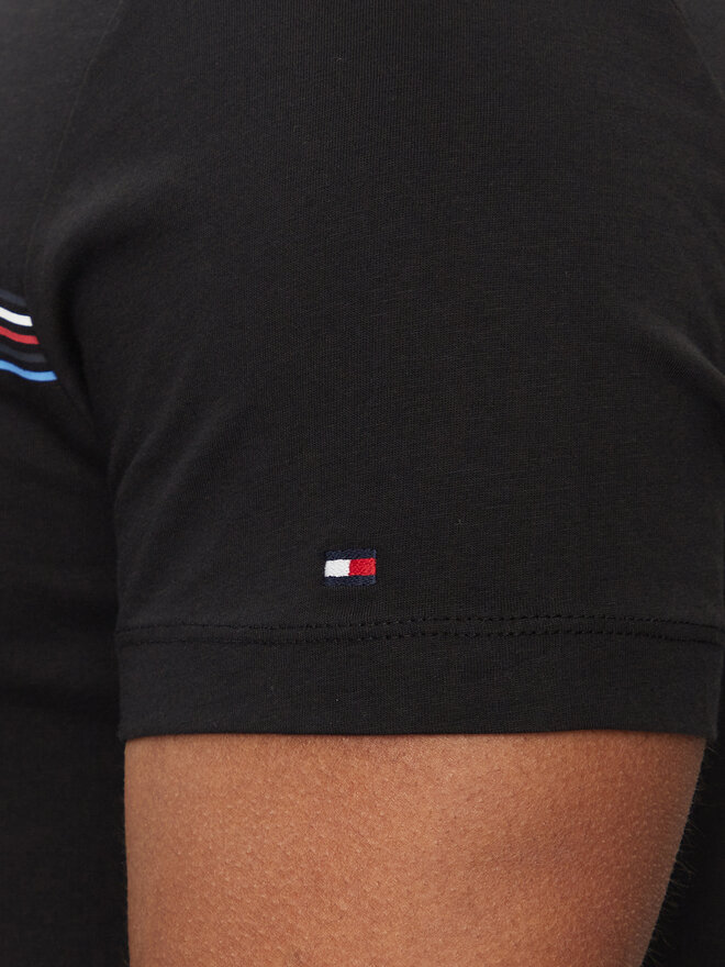 Tommy Hilfiger Tommy Hilfiger Marškinėliai Stripe Chest MW0MW34428 Juoda Slim Fit