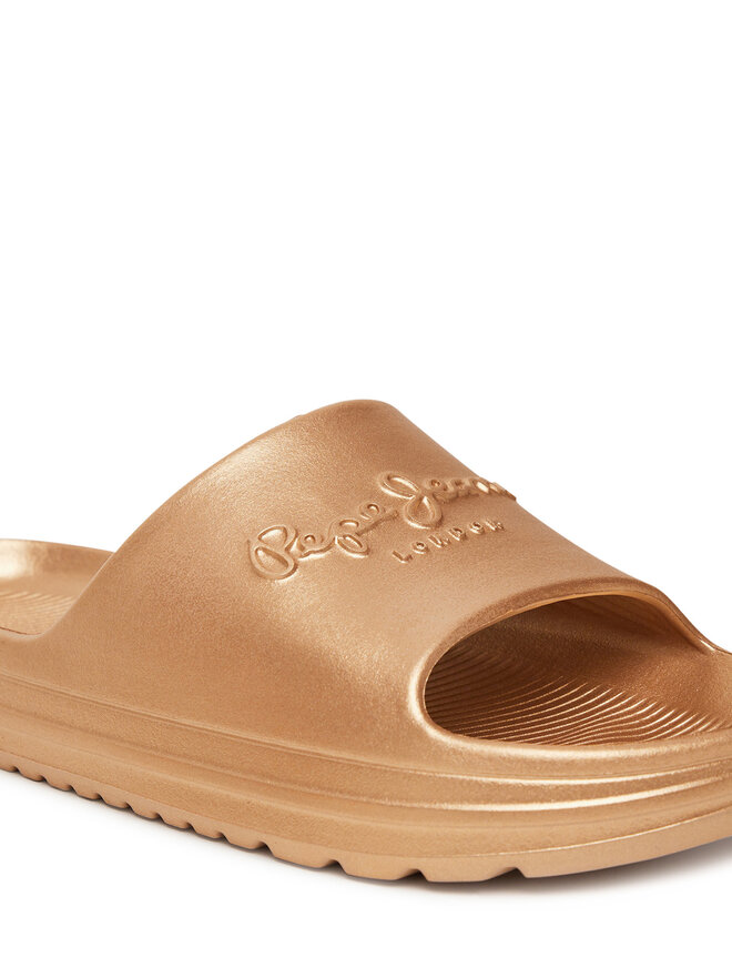 Pepe Jeans Klapki Pepe Jeans Beach Slidemet PLS70165 Złoty