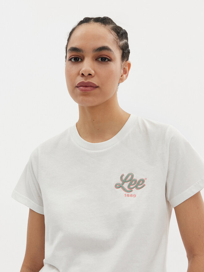 Lee Lee Majica Small Logo 112350196 Écru Regular Fit