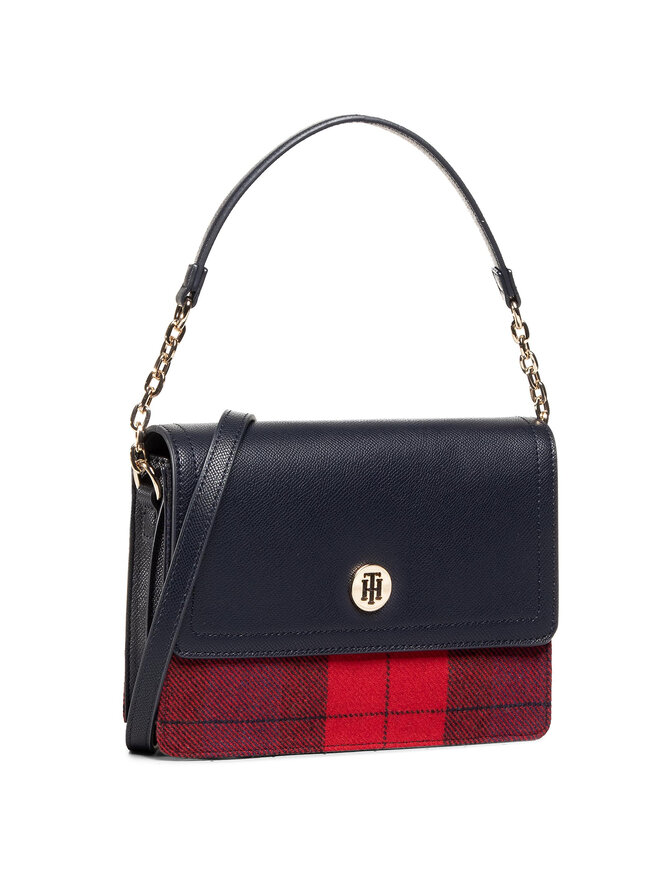 Handtasche Tommy Hilfiger Honey Shoulder Bag Check AW0AW09058 Dunkelblau eschuhe