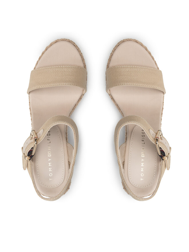 Tommy Hilfiger Espadrilles Tommy Hilfiger Shiny Touches High Wedge Sandal FW0FW06180 Bézs