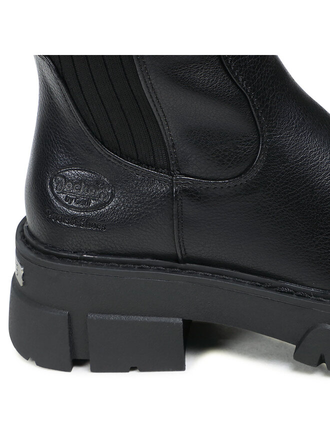 Dockers Damen Combat Boots Schwarz - Kunstleder Stiefeletten Mit Reißverschluss & Fleecefutter