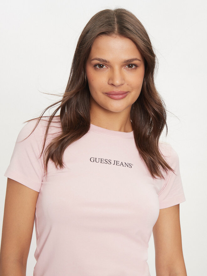 Guess Jeans Guess Jeans Marškinėliai W4YI01 J1314 Rožinė Slim Fit