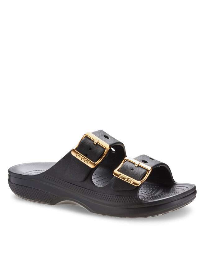 Crocs Pantoletten Crocs Saturday Sandal Metallic Buckle 213316 Schwarz