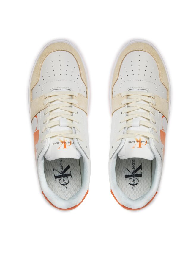 Calvin Klein Jeans Sneakersy Calvin Klein Jeans Bold Flatf Low Lace Mix Nbs Sat YW0YW01308 Bílá