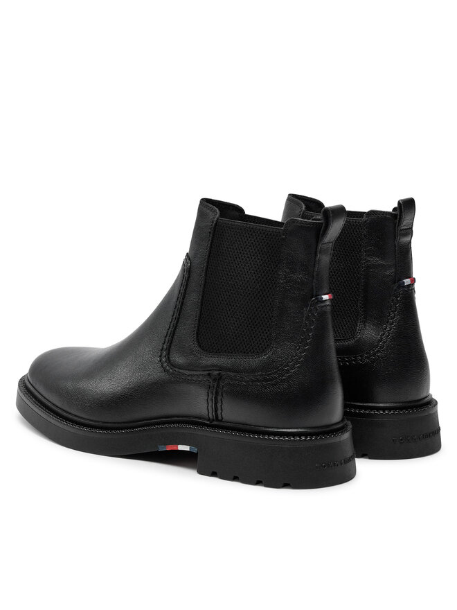 Tommy Hilfiger Členková obuv s elastickým prvkom Tommy Hilfiger Chelsea FM0FM05184 Čierna