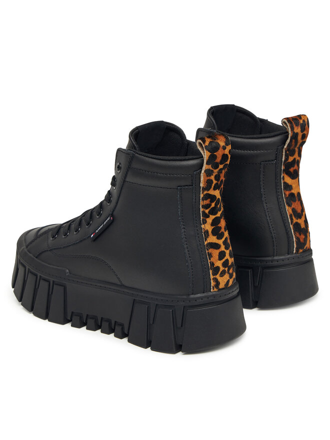 Sneakers Tommy Jeans Tjw Vulc Flatform Leopard EN0EN02858 Schwarz