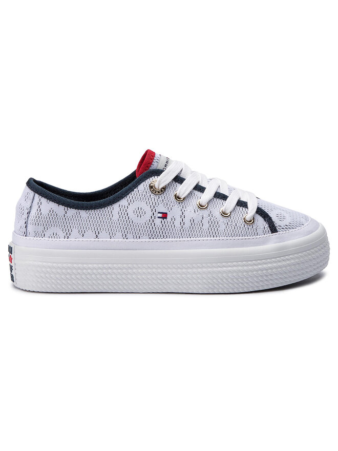 Tennis Tommy Hilfiger Jacquard Flatform Sneaker FW0FW04071 Blanc chaussures