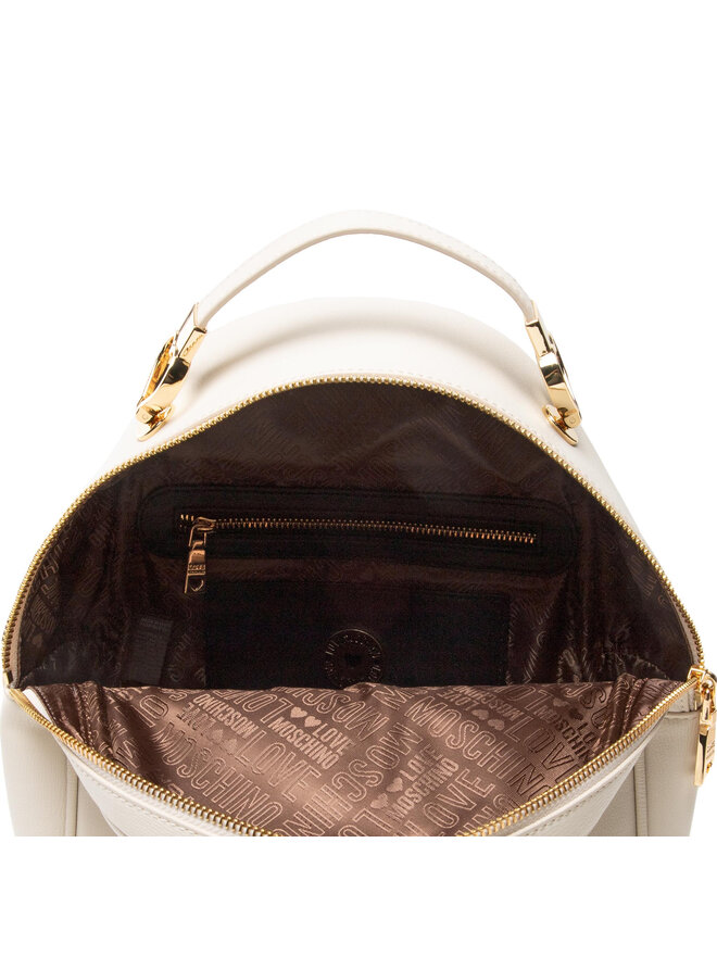 Sac Moschino LOVE Vintage En Cuir Beige Avec Cœurs - Fabriqué En Italie, Format Idéal