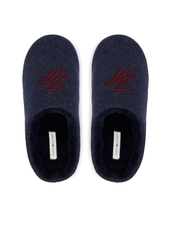 Tommy Hilfiger Hausschuhe Tommy Hilfiger Th House Shoe Flannel FW0FW09699 Dunkelblau