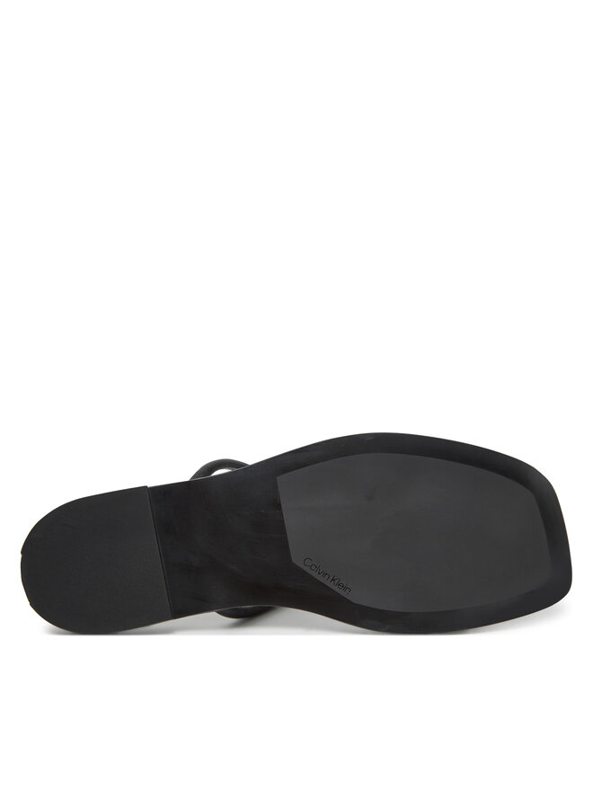 Calvin Klein Pantoletten Calvin Klein Flat Sandal Squared 2-Bar Lth HW0HW02532 Schwarz