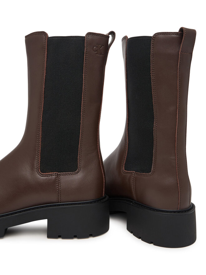 Calvin Klein Klassische Stiefeletten Calvin Klein Chunky Mid Chelsea Boot Lth YW0YW01909 Dunkelbraun