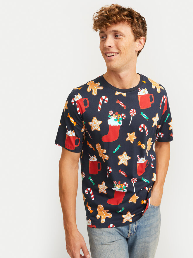 Jack&Jones Jack&Jones Póló Xmas Merry 12265399 Sötétkék Standard Fit