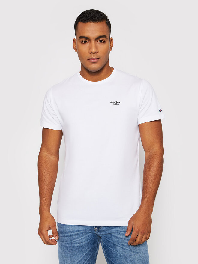 Pepe Jeans Pepe Jeans Marškinėliai Original Basic 3 N PM508212 Balta Slim Fit