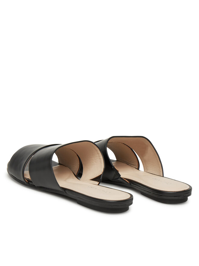 Calvin Klein Pantoletten Calvin Klein Flat Slide - Lth 2 Straps HW0HW02365 Schwarz