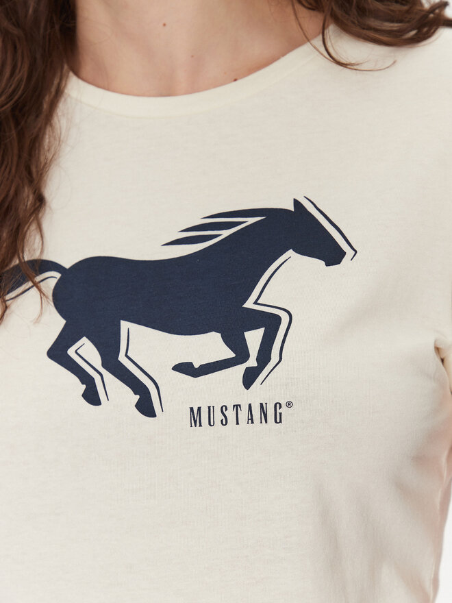 Mustang Mustang Marškinėliai Loa 1016136 Écru Slim Fit