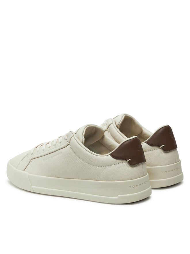 Tommy Hilfiger Sneakersy Tommy Hilfiger Th Court Best Tumbled Lth FM0FM05324 Beżowy