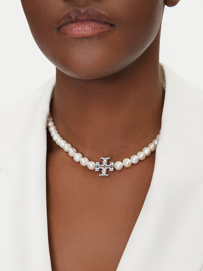 Tory Burch Κολιέ Tory Burch Kira Pearl 164617 Λευκό