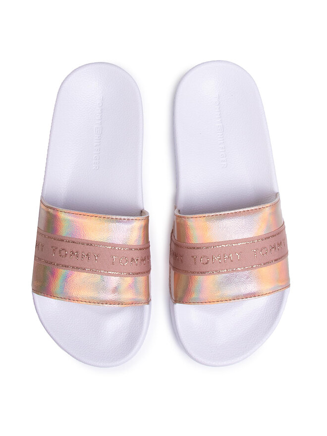 Tommy Hilfiger Pantoletten Tommy Hilfiger Glitter Pool Slide FW0FW04811 Rosa