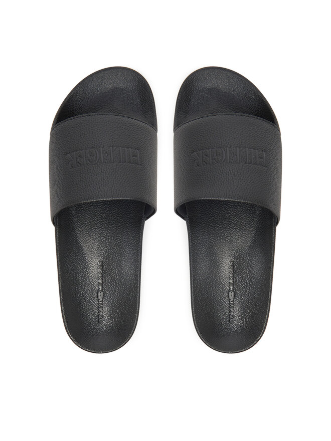 Tommy Hilfiger Pantoletten Tommy Hilfiger Hilfiger Print Tumble Pool Slide FM0FM05505 Schwarz