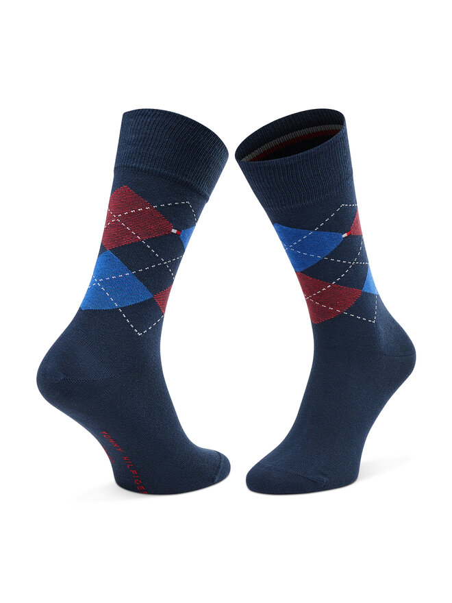 Tommy Hilfiger Set 2 parov moških visokih nogavic Tommy Hilfiger 100001495 Mornarsko modra
